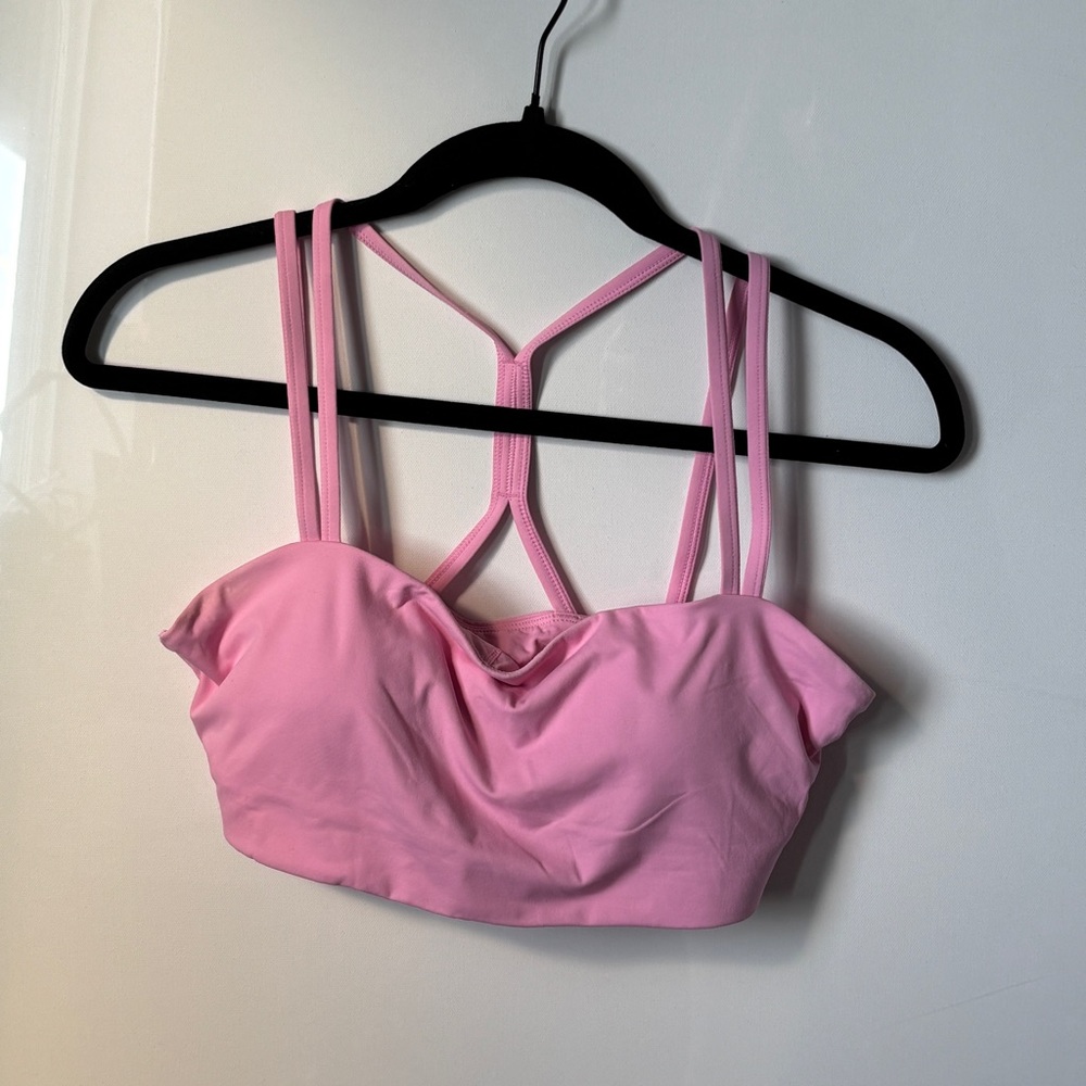 Pink Strappy Athletic Bralette with Double Back Straps